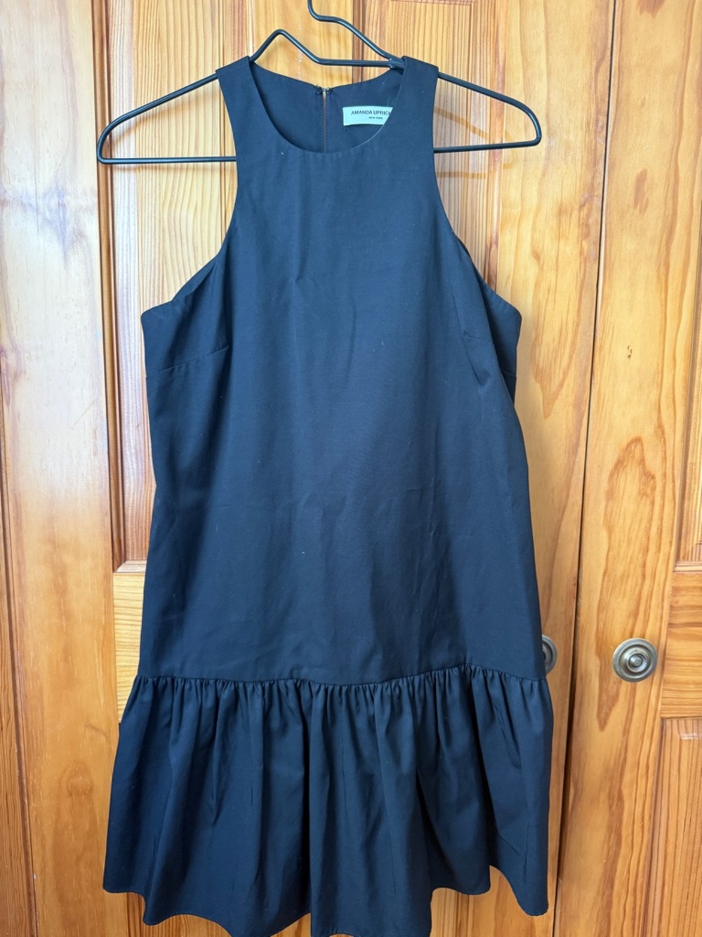 Amanda Uprichard Black Sleeveless Ruffle-Hem Dress